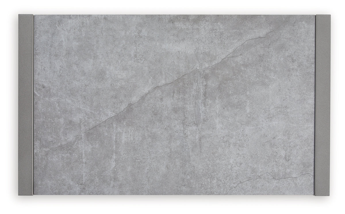Hurley Park outdoor coffee table top view showing gray sintered stone surface