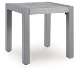 Hurley Park gray outdoor end table angled side view