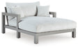 Hurley Park Outdoor Chaise Lounge with gray Nuvella fabric angled view