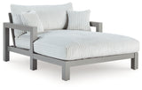 Hurley Park Outdoor Chaise Lounge with gray Nuvella fabric angled view