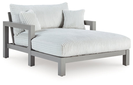 Hurley Park Outdoor Chaise Lounge with gray Nuvella fabric angled view