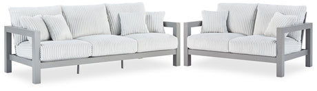Outdoor sofa close-up showing Nuvella® fabric texture