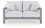 Front view of outdoor sofa and loveseat set