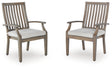 Rainier Ranch brown beige outdoor arm chair front view with cushion