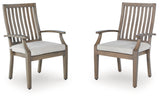 Rainier Ranch brown beige outdoor arm chair front view with cushion