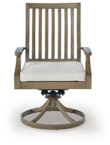 Front view of Rainier Ranch outdoor swivel chair with cushion