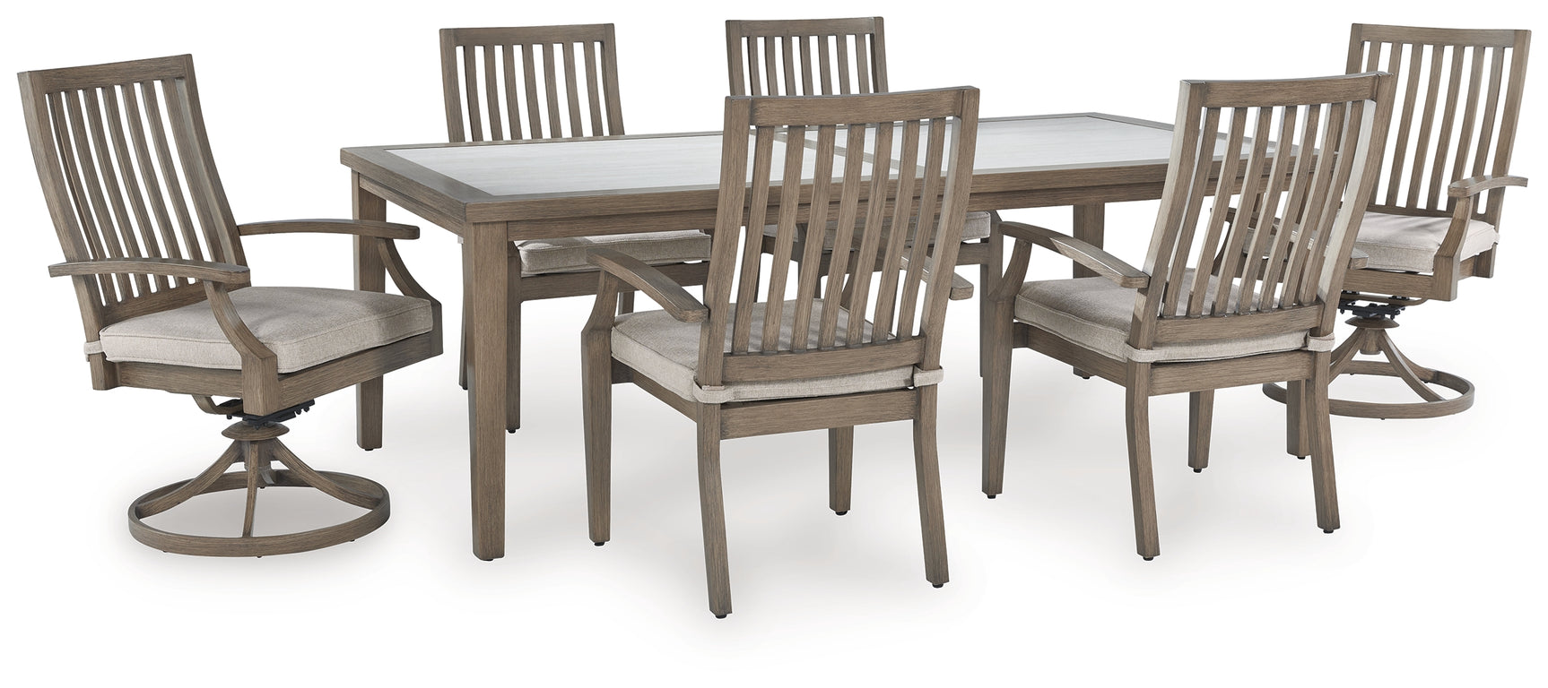 Rainier Brown/Beige Ranch Outdoor Dining Table and 6 Chairs