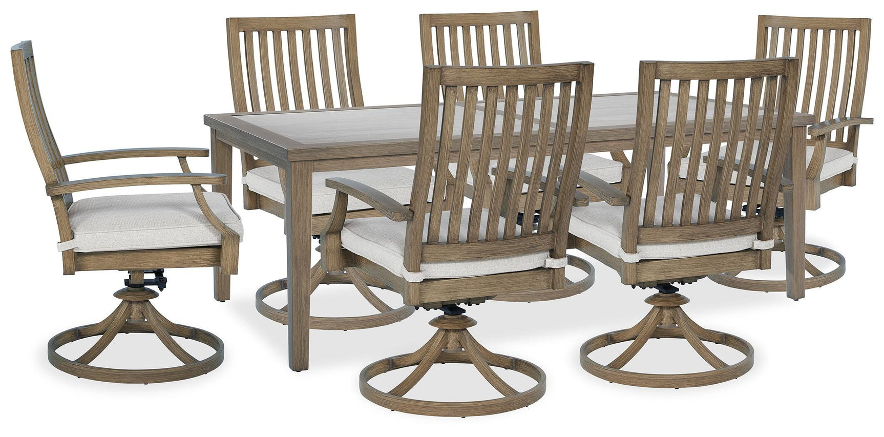 Rainier Brown/Beige Ranch Outdoor Dining Table and 6 Chairs