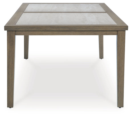Top view of Rainier Ranch Outdoor Dining Table highlighting stone surface