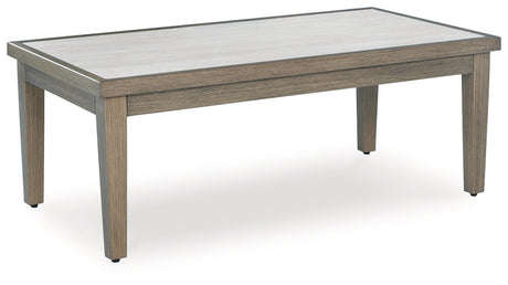 Rainier Ranch Outdoor Coffee Table brown beige angle view