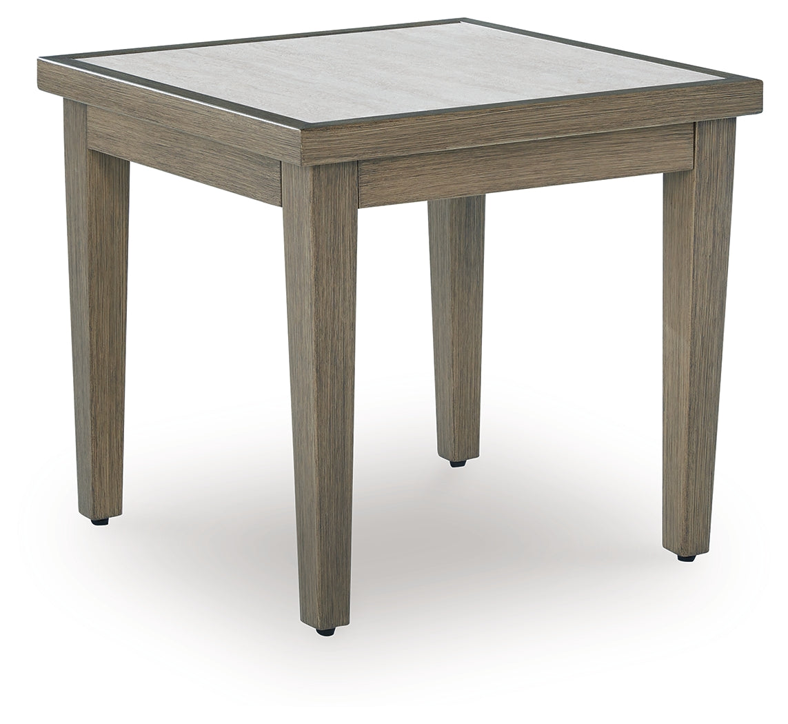 Rainier Ranch Outdoor End Table showing angled view
