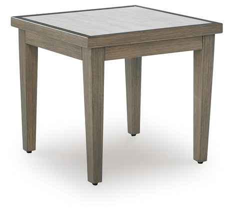 Rainier Ranch Outdoor End Table showing angled view