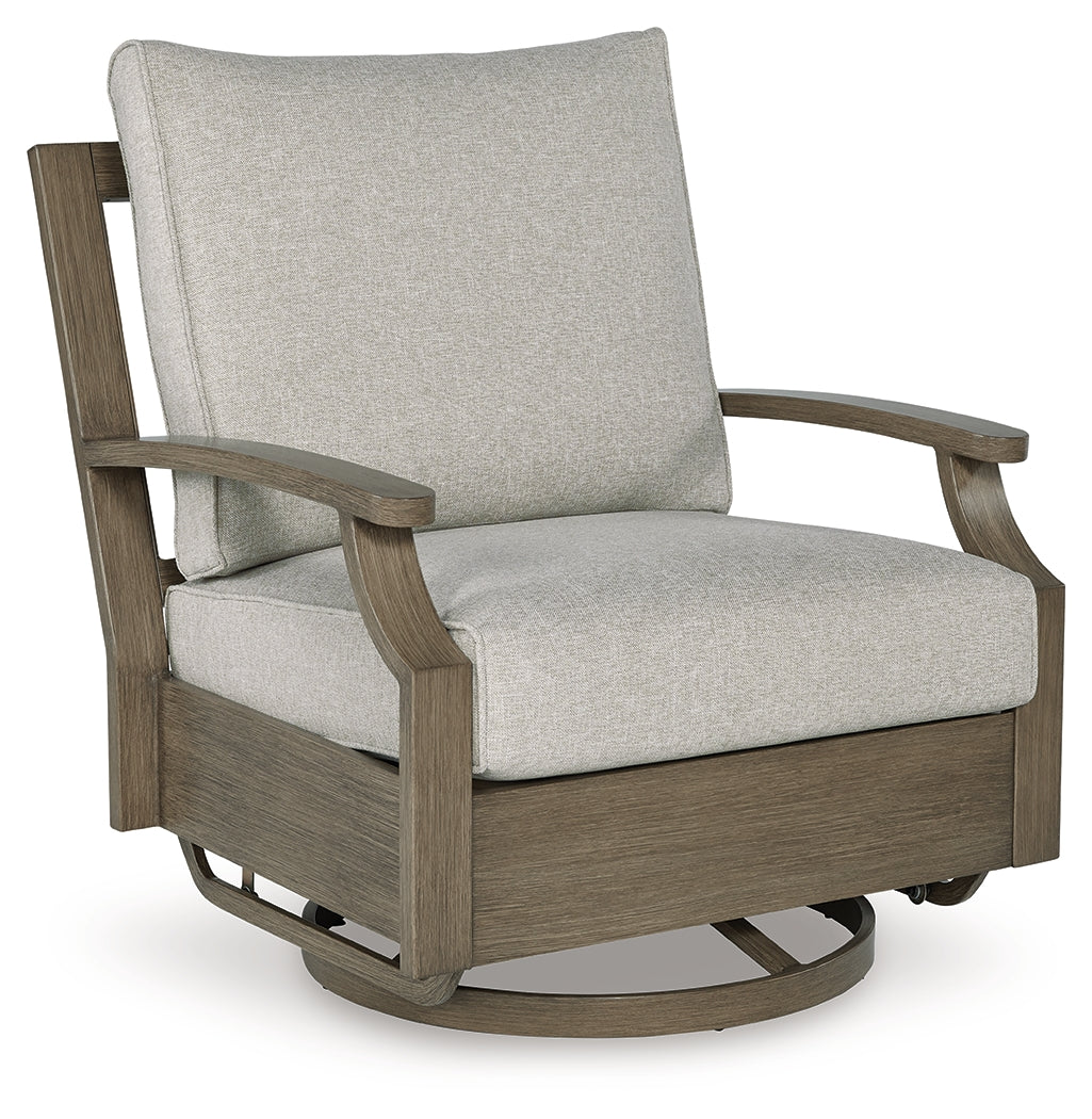 Rainier Ranch Outdoor Swivel Glider Chair, head-on view