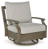 Angled outdoor furniture set with sofa and chairs