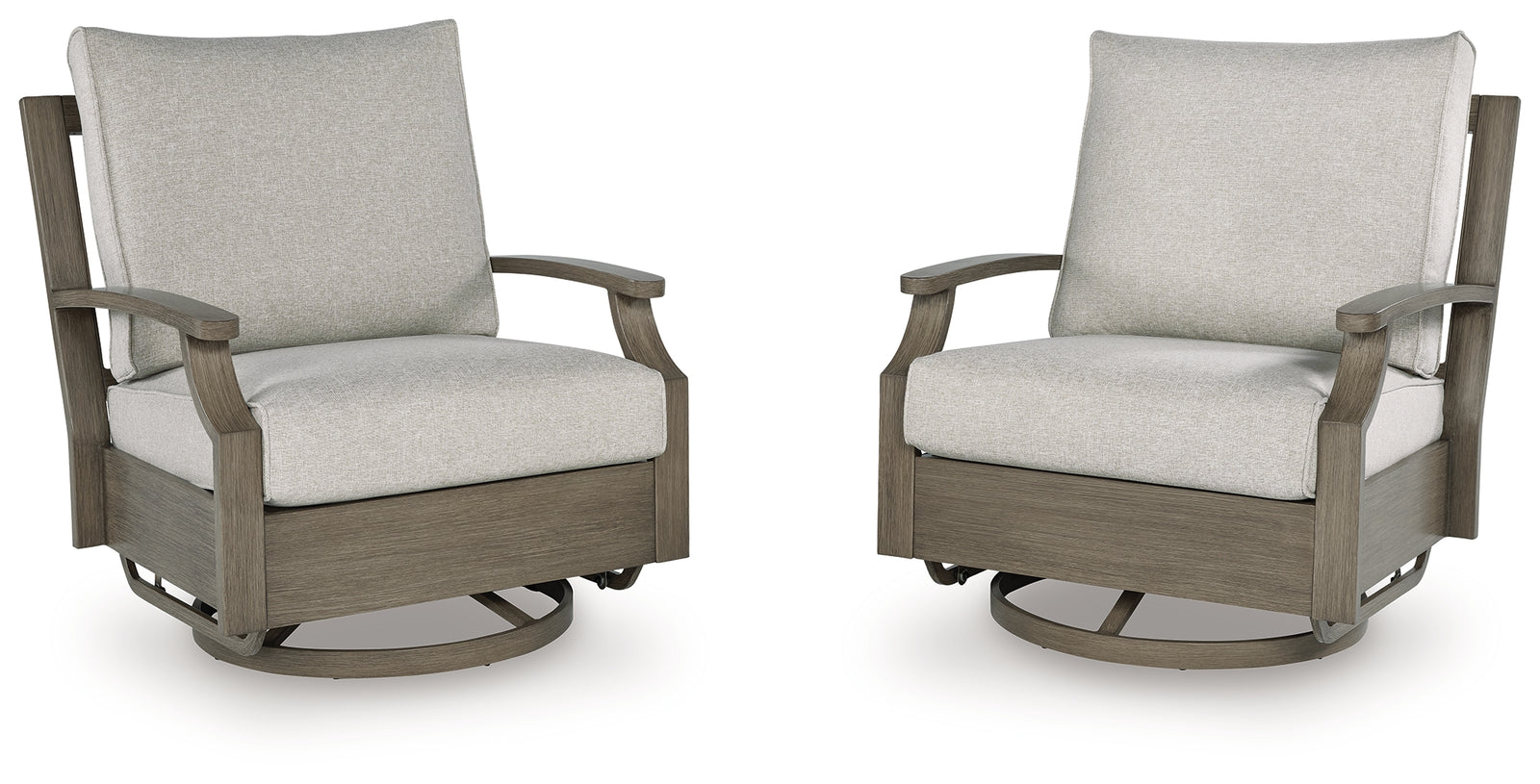 Rainier Ranch Brown/Beige Outdoor Swivel Glider Chair with Cushion