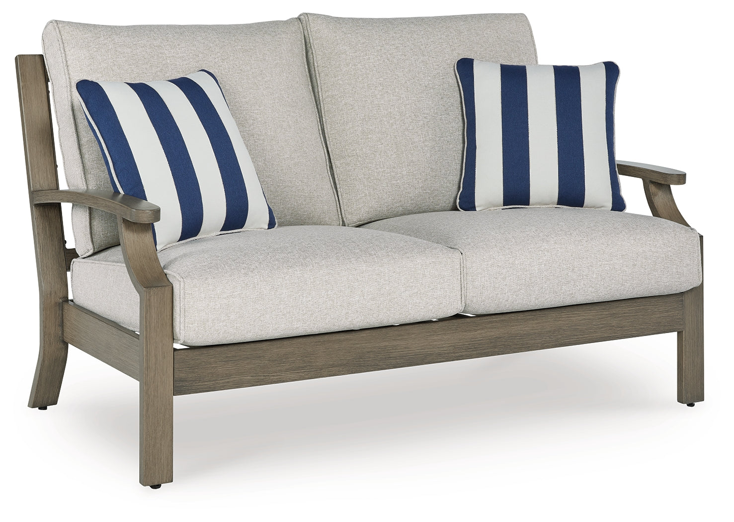 Rainier Ranch Brown/Beige Nuvella® Outdoor Loveseat with Cushion