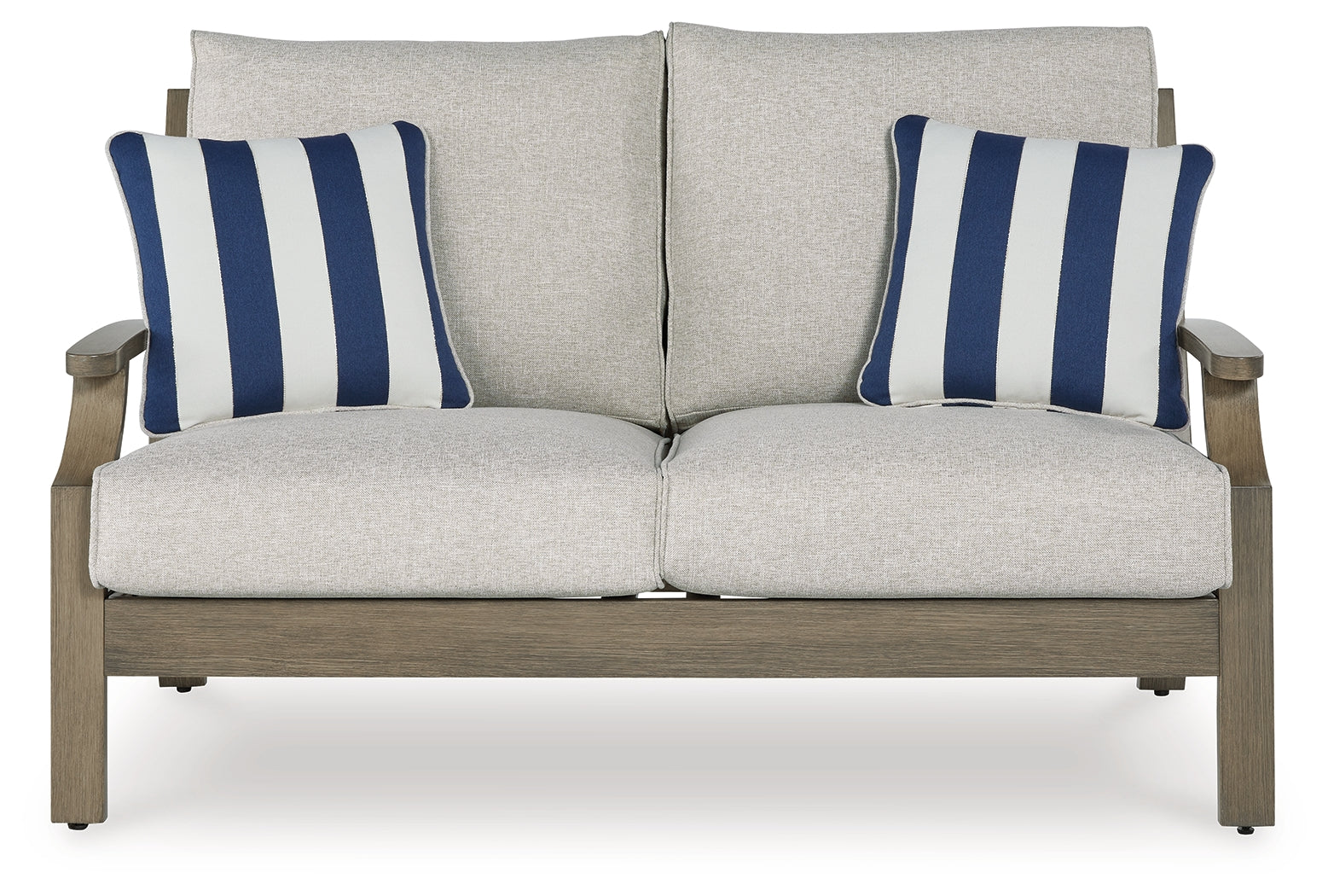 Angled view of outdoor sofa from the side