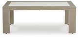Kimpton Isle Brown Outdoor Coffee Table front view with sintered stone tabletop