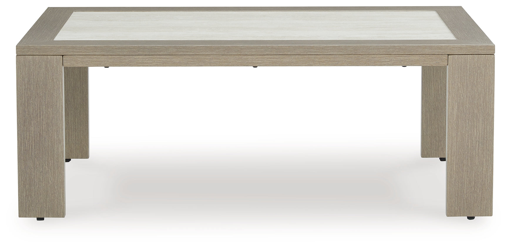 Kimpton Isle Brown Outdoor Coffee Table front view with sintered stone tabletop