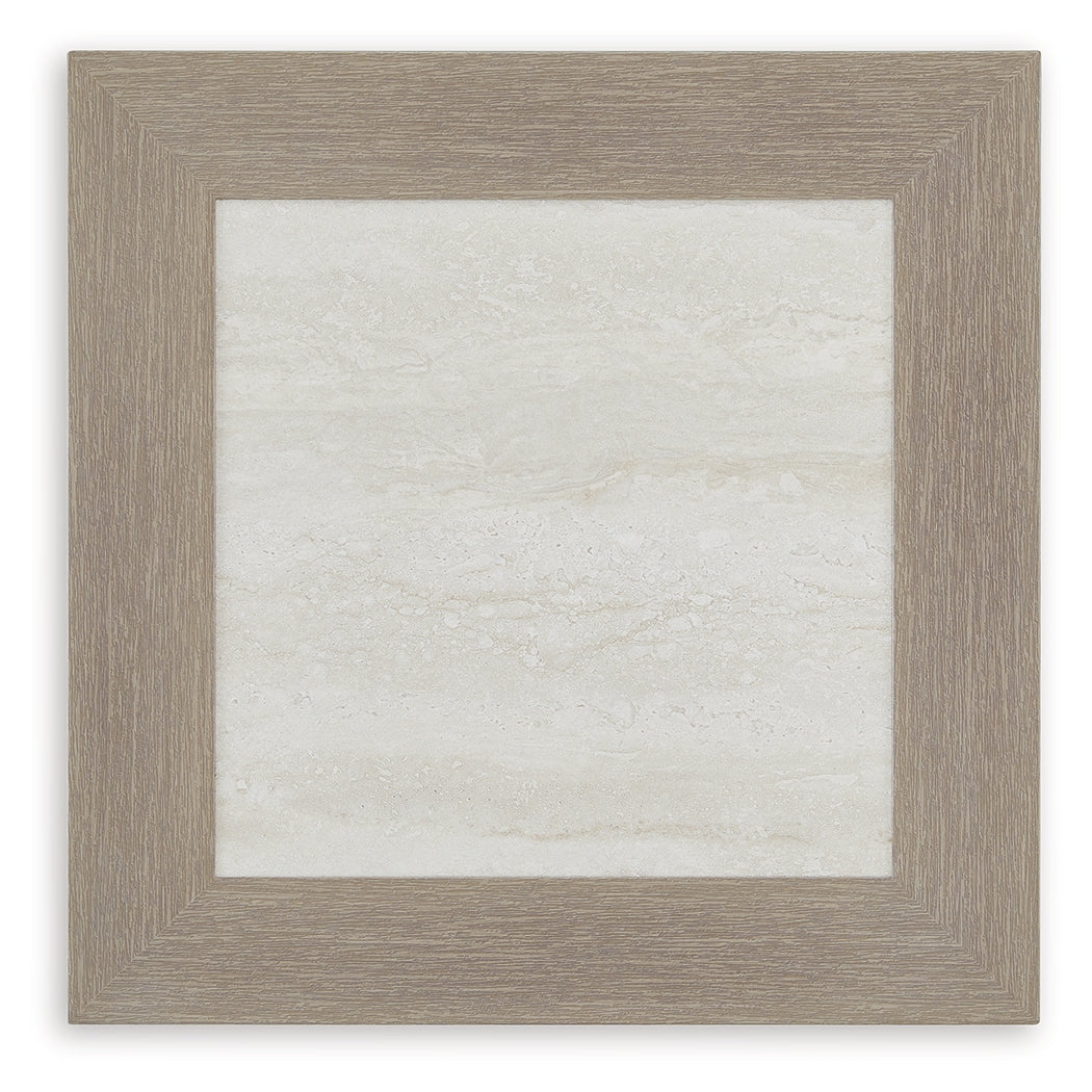 Top view of Kimpton Isle brown outdoor end table showing sintered stone surface