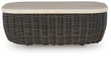 Side view of Kimora Beige and Dark Brown Outdoor Coffee Table