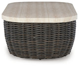 Top view of Kimora Outdoor Coffee Table showing marble-look surface