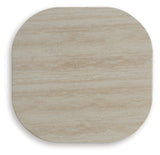Close-up of Kimora outdoor end table wicker and tabletop finish