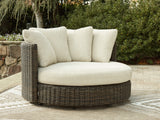 Kimora Beige/Dark Brown Nuvella® Outdoor Swivel Lounge Chair with Cushion