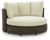 Kimora Beige/Dark Brown Nuvella® Outdoor Swivel Lounge Chair with Cushion