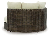 Kimora Beige/Dark Brown Nuvella® Outdoor Swivel Lounge Chair with Cushion