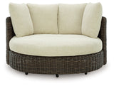 Kimora Beige/Dark Brown Nuvella® Outdoor Swivel Lounge Chair with Cushion