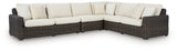 Kimora outdoor sectional close-up of wicker weave and cushions