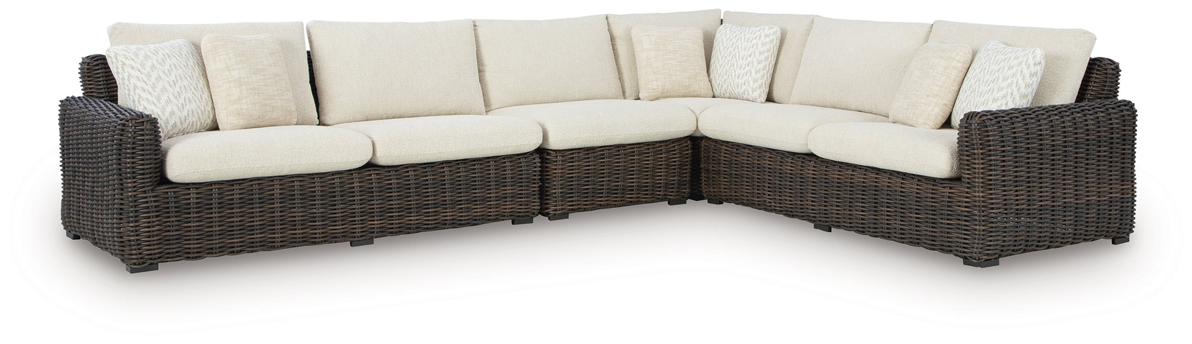 Kimora outdoor sectional close-up of wicker weave and cushions