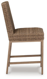 Side perspective of Walton Bridge Driftwood Outdoor Bar Stool