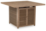Walton Bridge Driftwood outdoor bar table with fire pit - side view