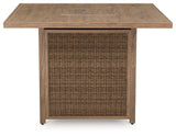 Walton Bridge Driftwood outdoor bar table with fire pit - close-up of flame and glass beads