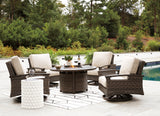 Paradise outdoor fire pit table close-up