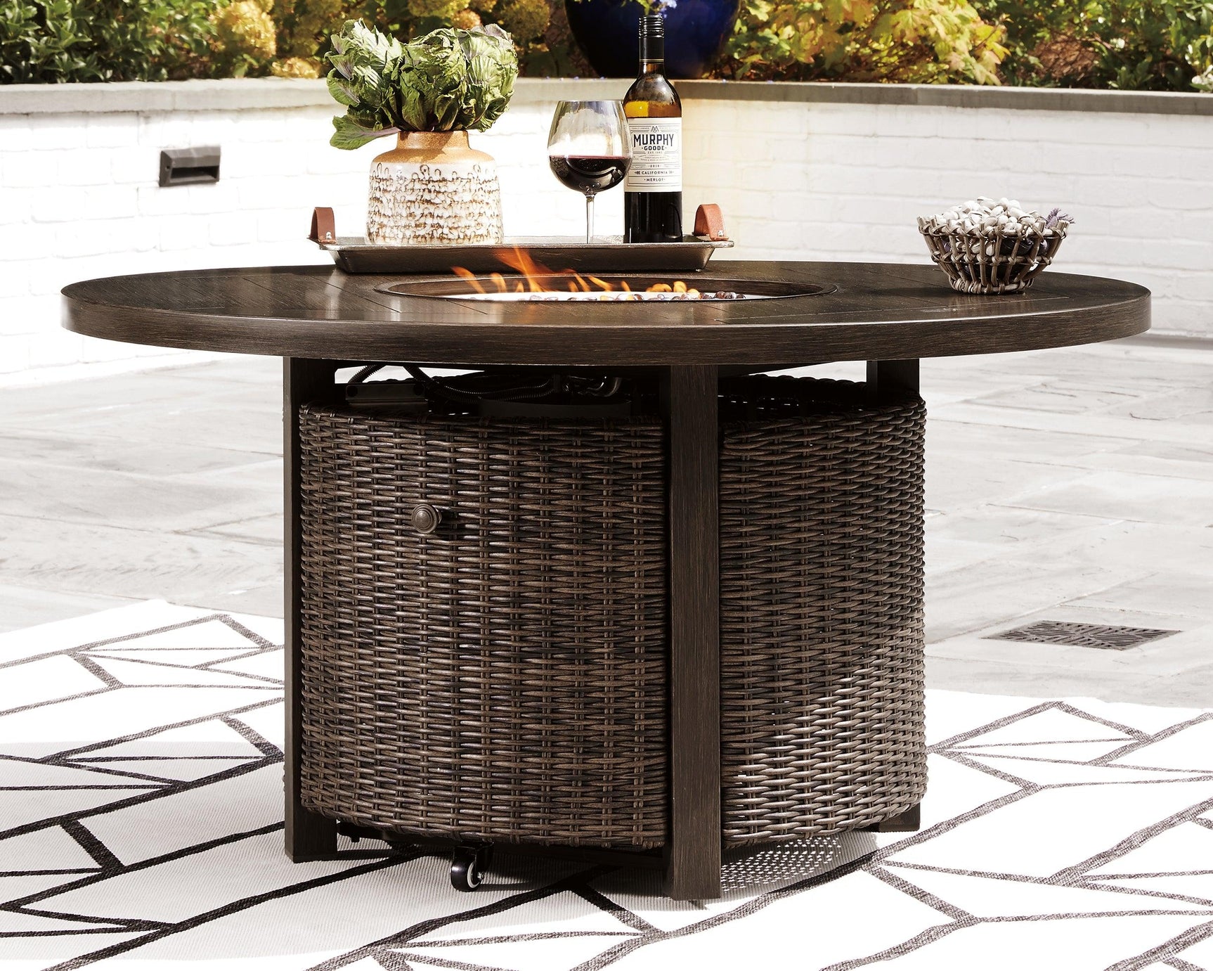 Paradise Trail Medium Brown Fire Pit Table - Ella Furniture