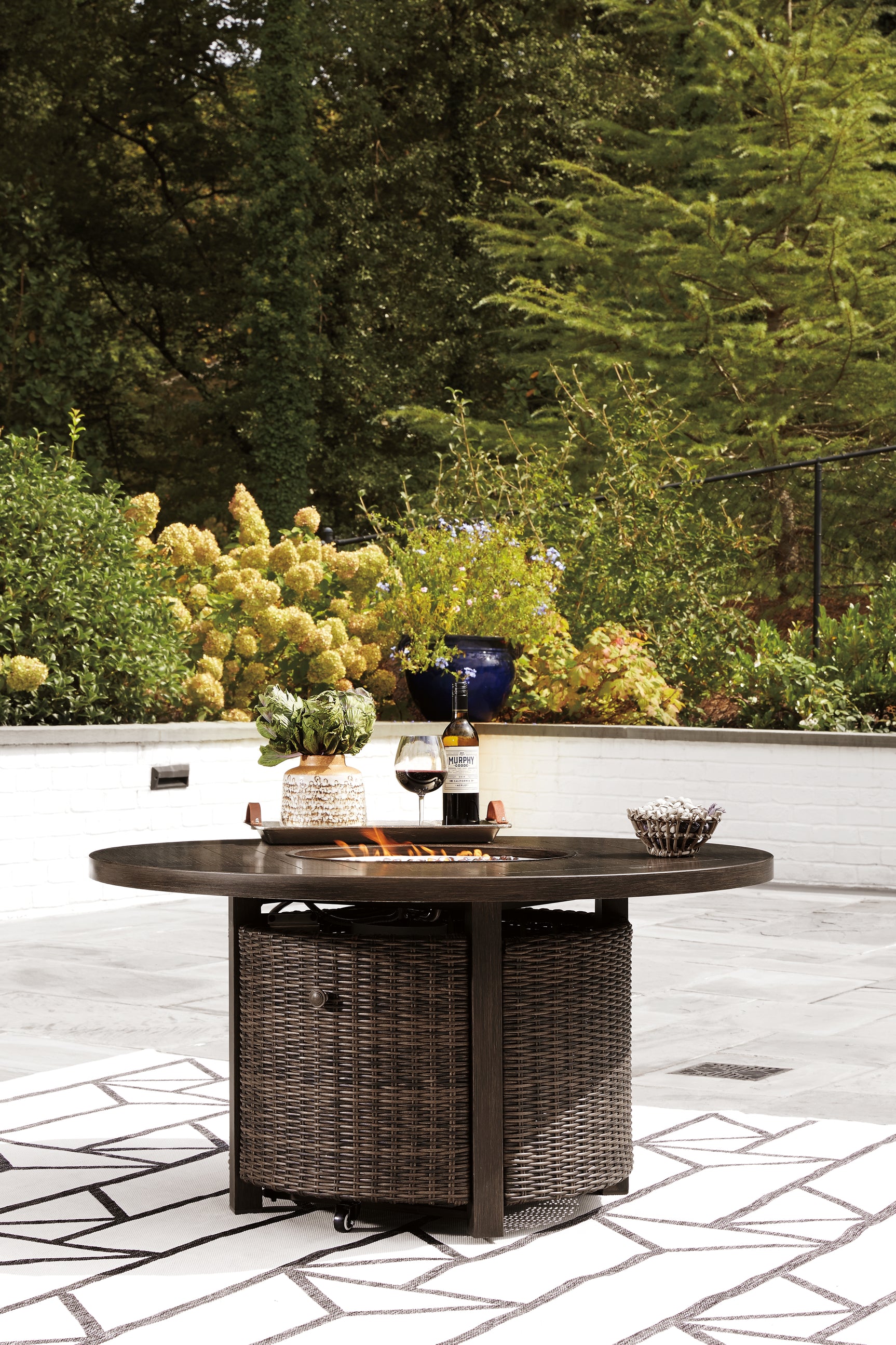 Paradise Medium Brown Outdoor Fire Pit Table with 4 Chairs