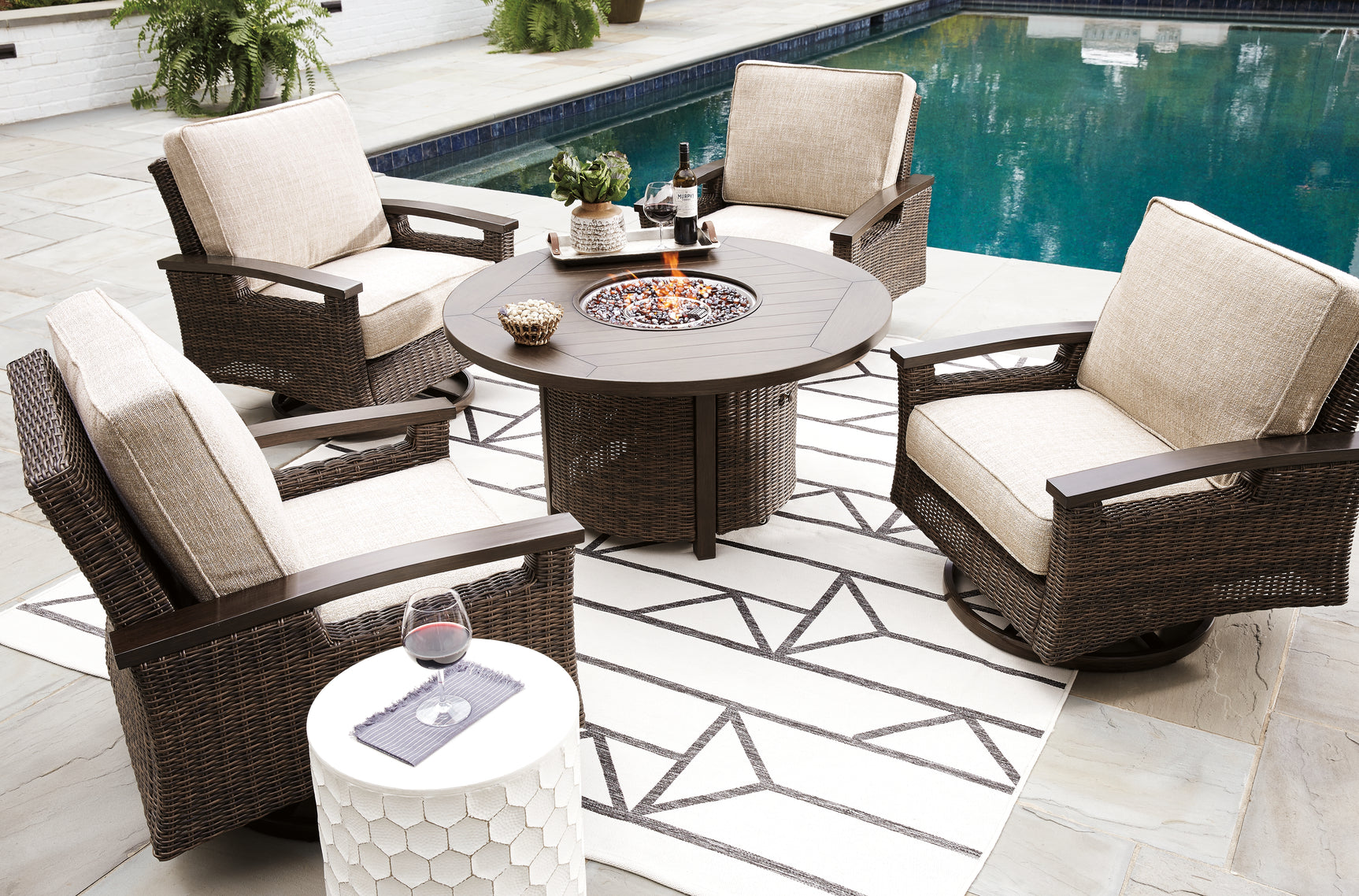 Detail of medium brown outdoor chair frame