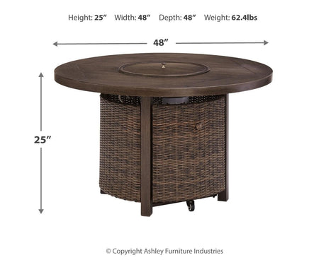Paradise Trail Fire Pit Table dimensions diagram