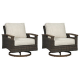 Paradise Medium Brown Trail Outdoor Sofa and 2 Lounge Chairs with Fire Pit Table