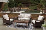 Top view of Paradise Trail medium brown outdoor loveseat