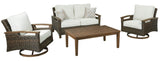 Side view of Paradise Trail medium brown outdoor loveseat