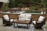 Paradise Trail loveseat armrest and woven wicker detail