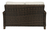 Close-up of Nuvella® fabric upholstered cushions on loveseat