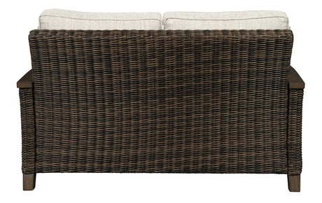 Close-up of Nuvella® fabric upholstered cushions on loveseat
