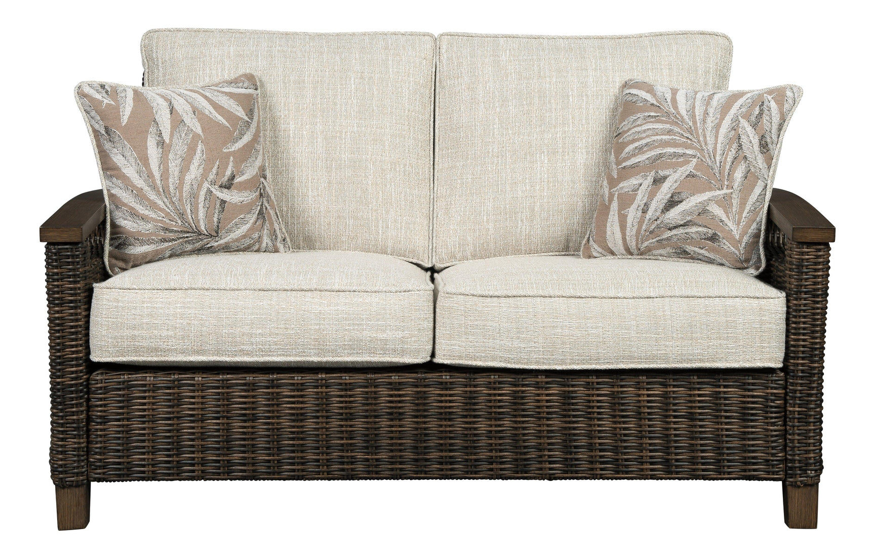 Front view Paradise Trail loveseat showcasing cushions