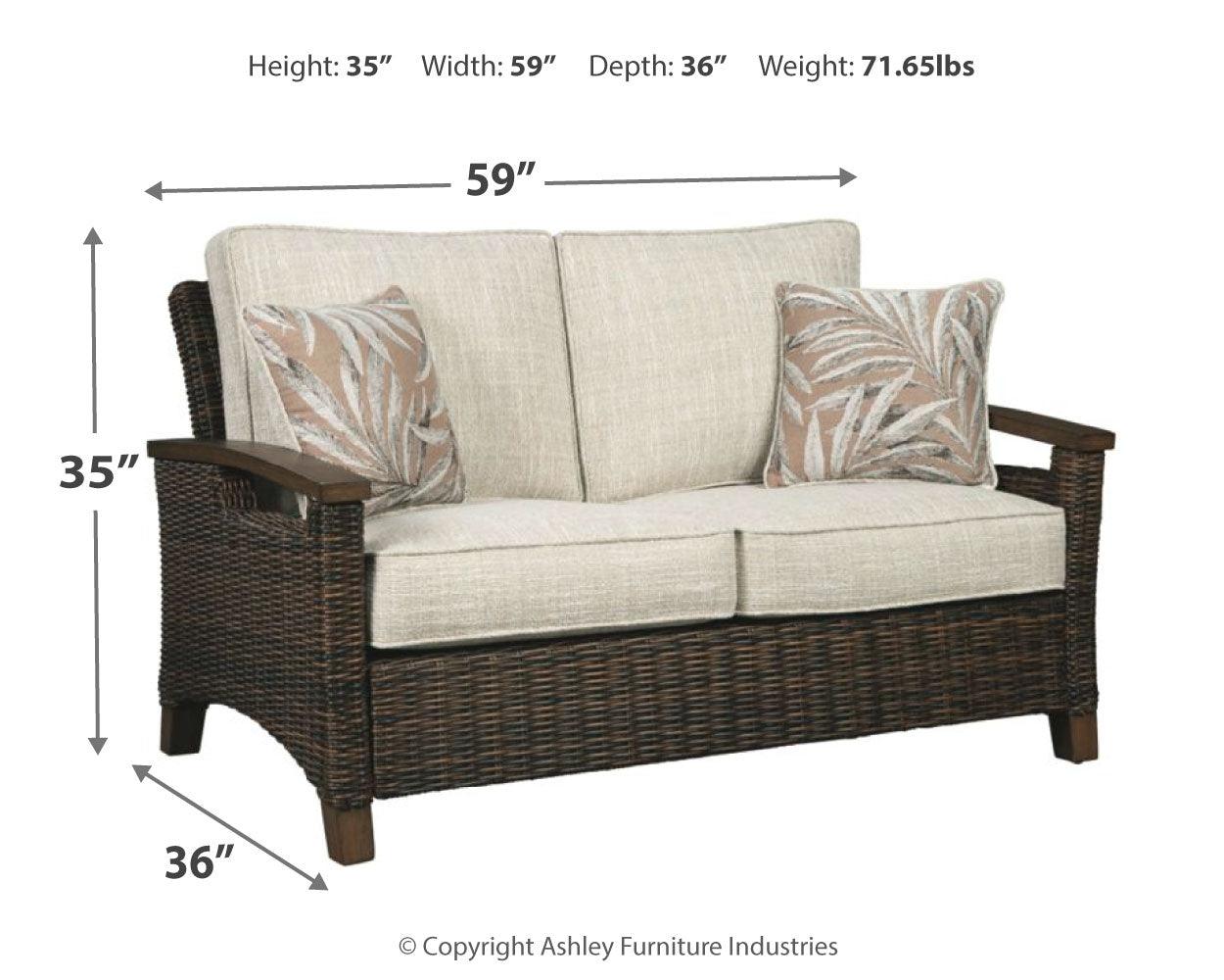 Paradise Trail Loveseat dimensions diagram