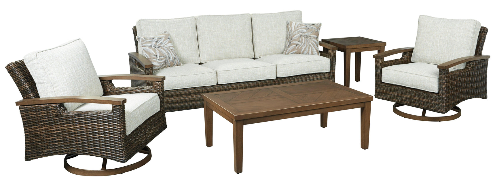 Paradise Trail Medium Brown Outdoor Sofa cushioned seating close-up